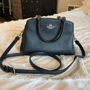 COACH Mini Lillie Carryall Pebble Leather Satchel Bag Crossbody Handbag Black
